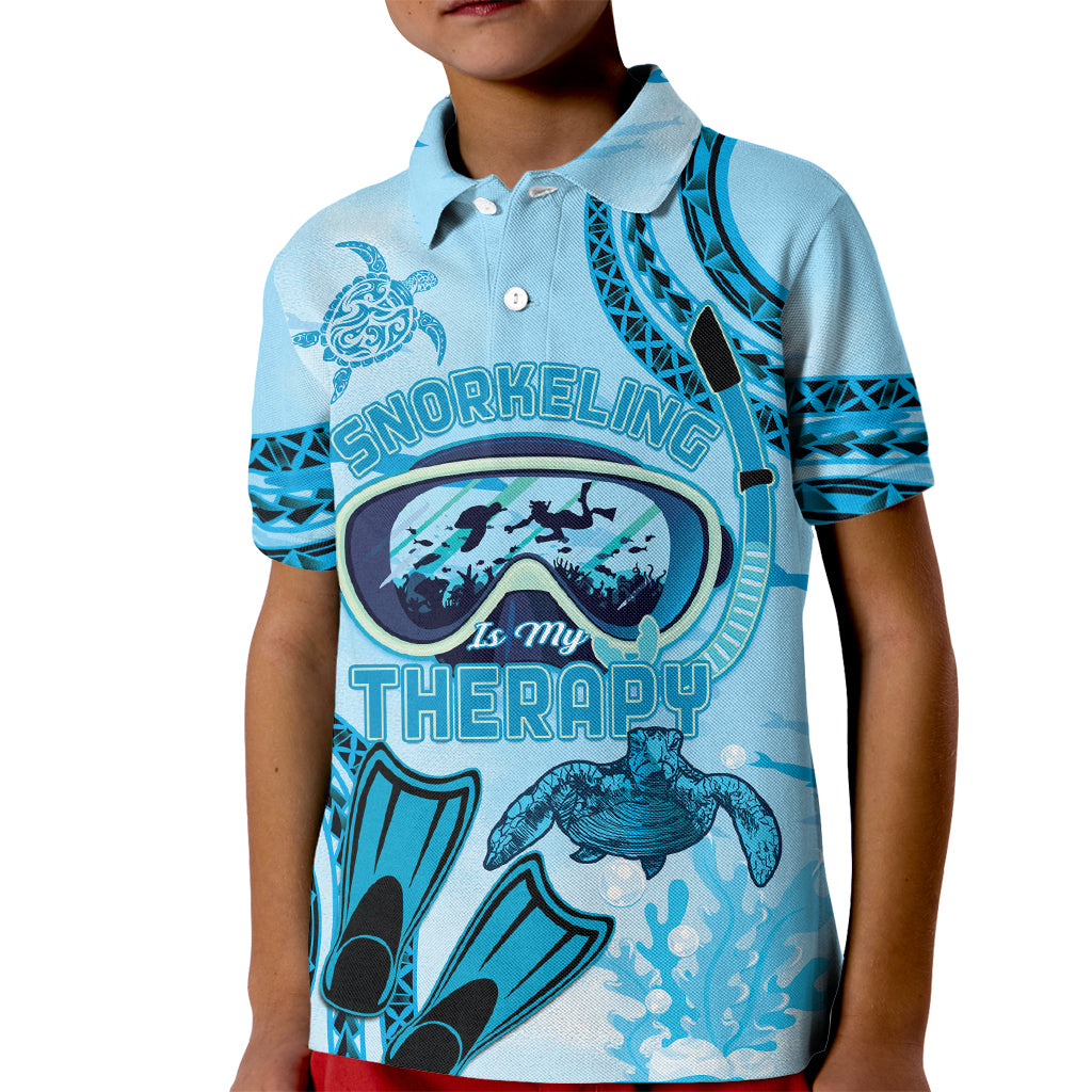 Hawaii Sea Turtle Snorkeling Is My Therapy Kid Polo Shirt