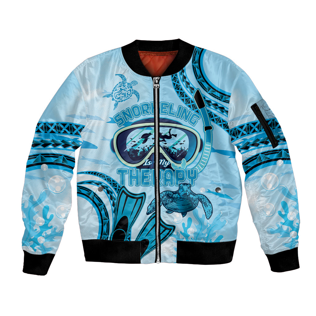Hawaii Sea Turtle Snorkeling Is My Therapy Sleeve Zip Bomber Jacket