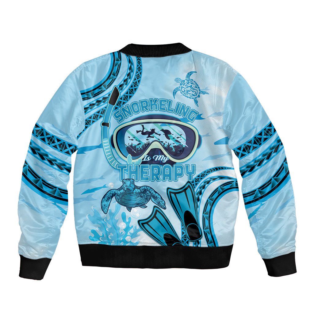 Hawaii Sea Turtle Snorkeling Is My Therapy Sleeve Zip Bomber Jacket