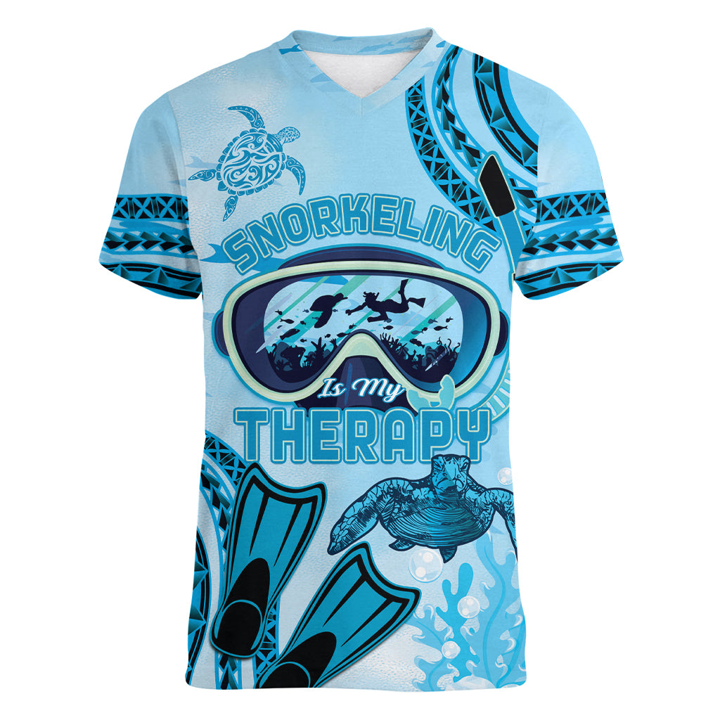 Hawaii Sea Turtle Snorkeling Is My Therapy Women V-Neck T-Shirt