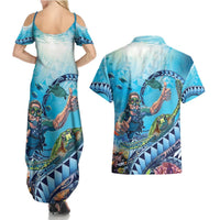 Hawaii Snorkeling Honu Turtle Couples Matching Summer Maxi Dress and Hawaiian Shirt Under The Ocean Vibes LT14 - Polynesian Pride