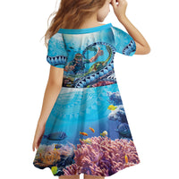 Hawaii Snorkeling Honu Turtle Family Matching Long Sleeve Bodycon Dress and Hawaiian Shirt Under The Ocean Vibes LT14 - Polynesian Pride