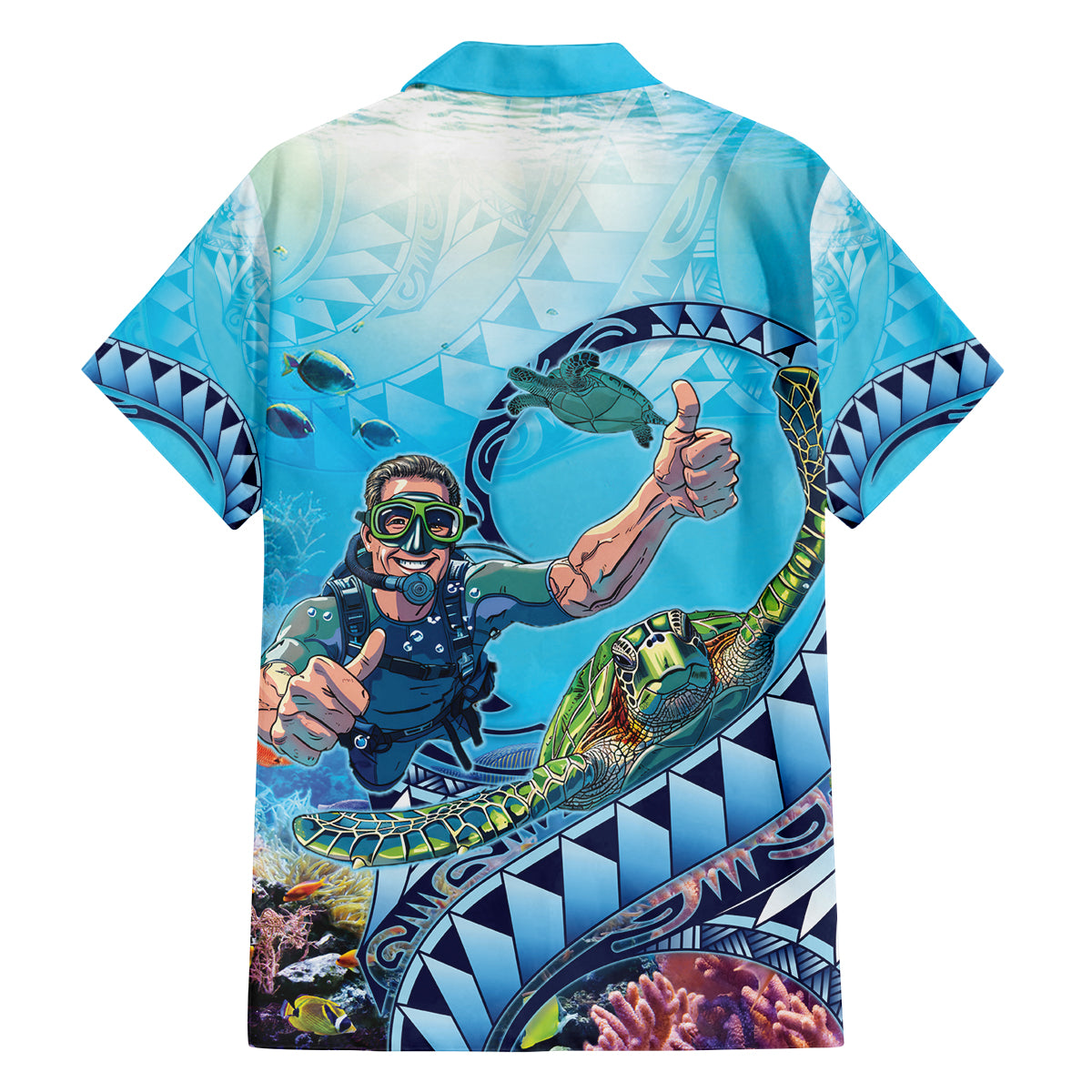 Hawaii Snorkeling Honu Turtle Family Matching Off Shoulder Maxi Dress and Hawaiian Shirt Under The Ocean Vibes LT14 - Polynesian Pride