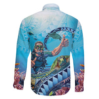 Hawaii Snorkeling Honu Turtle Family Matching Off Shoulder Maxi Dress and Hawaiian Shirt Under The Ocean Vibes LT14 - Polynesian Pride