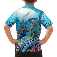 Hawaii Snorkeling Honu Turtle Family Matching Short Sleeve Bodycon Dress and Hawaiian Shirt Under The Ocean Vibes LT14 - Polynesian Pride
