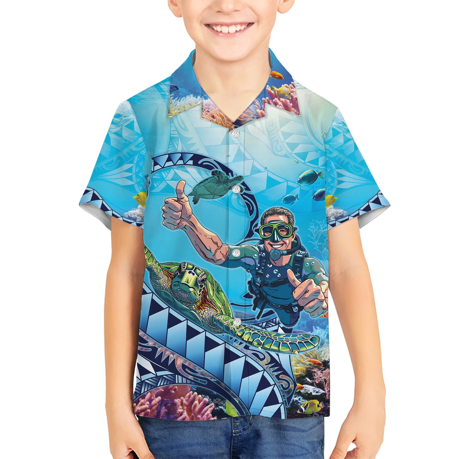Hawaii Snorkeling Honu Turtle Kid Hawaiian Shirt Under The Ocean Vibes