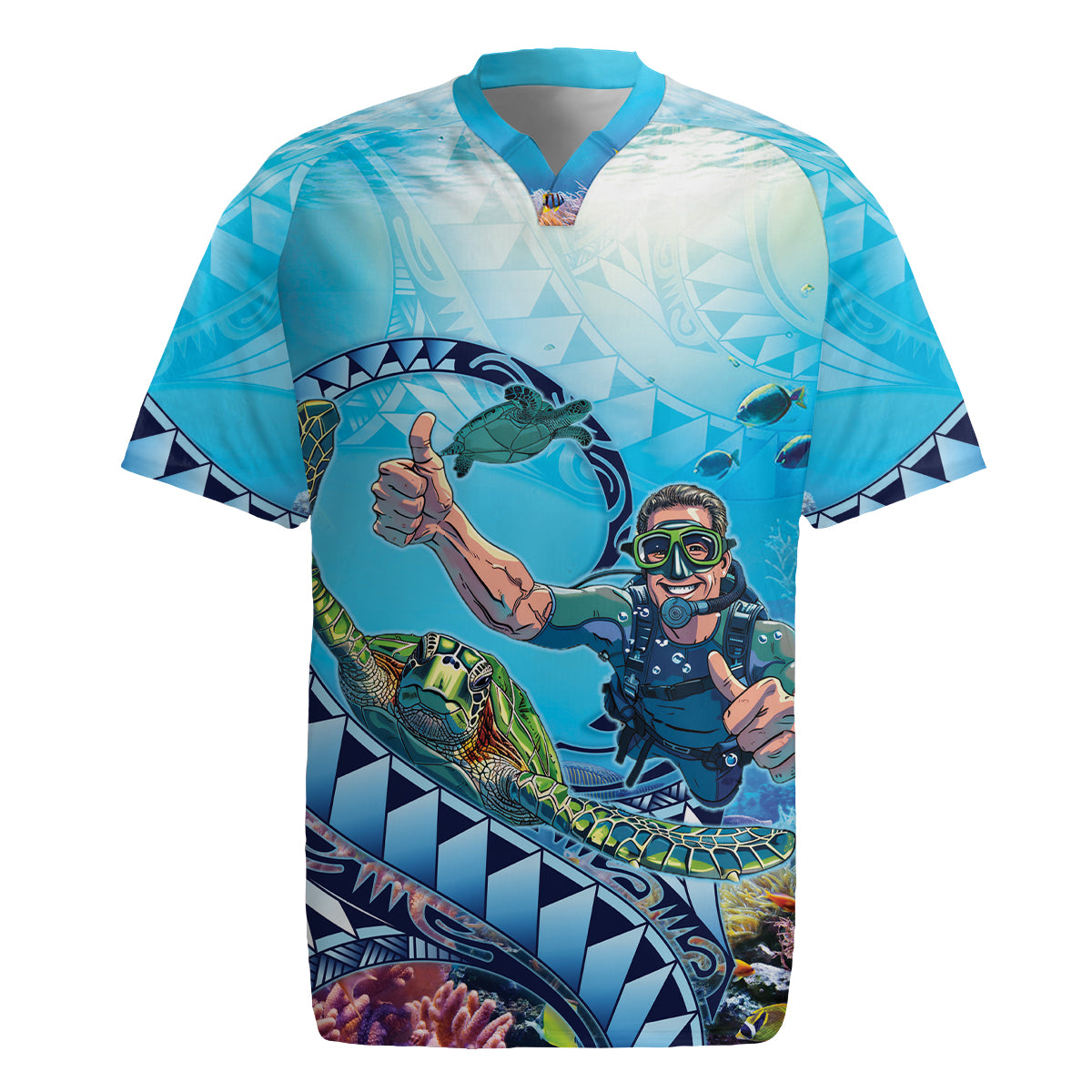 Hawaii Snorkeling Honu Turtle Rugby Jersey Under The Ocean Vibes