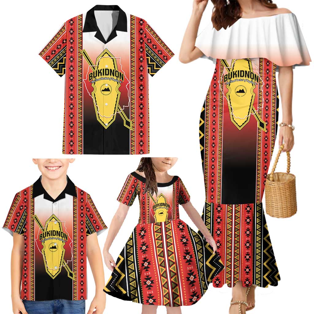 Personalised Bukidnon Philippines Family Matching Mermaid Dress and Hawaiian Shirt The Food Basket of Region X