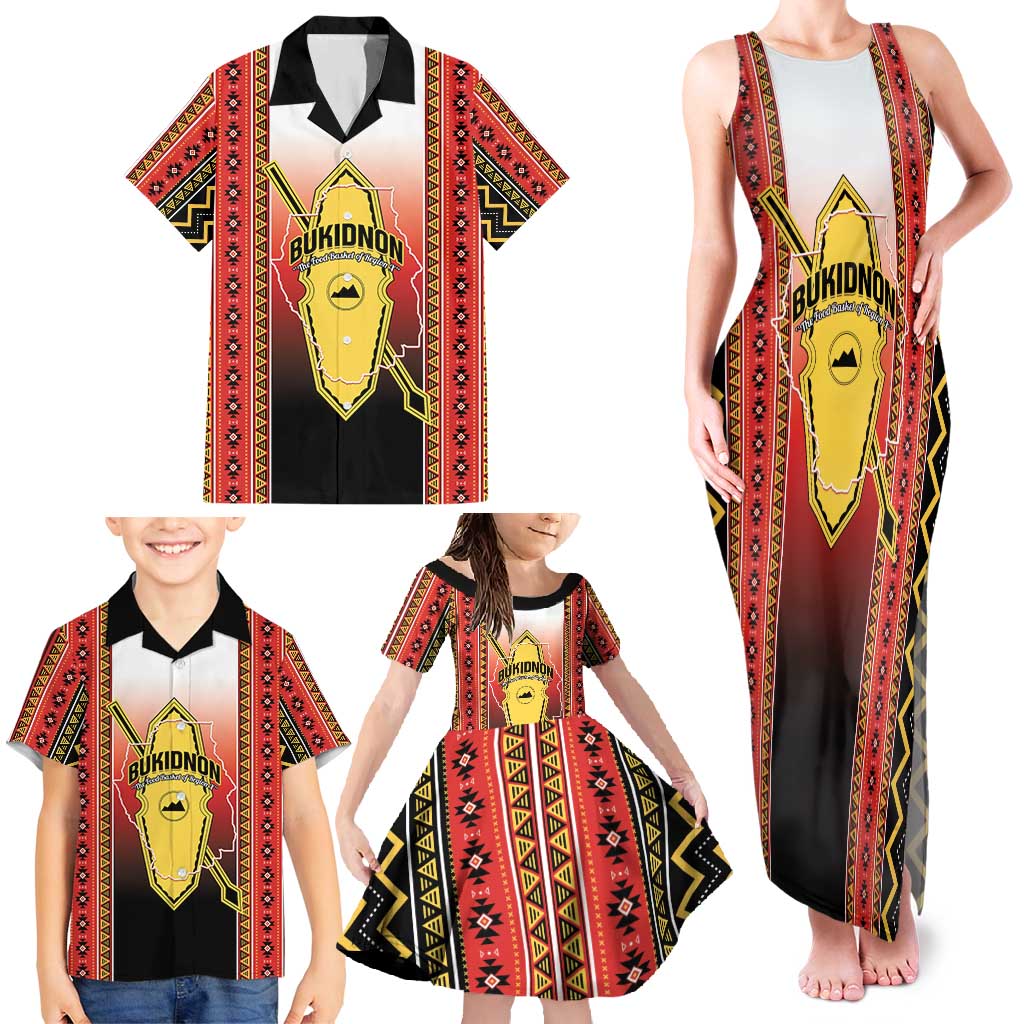 Personalised Bukidnon Philippines Family Matching Tank Maxi Dress and Hawaiian Shirt The Food Basket of Region X
