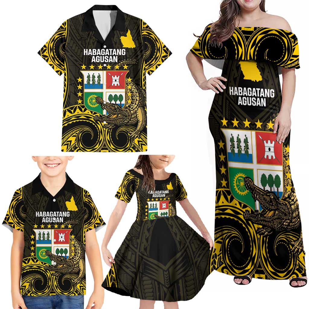 Agusan del Sur Philippines Family Matching Off Shoulder Maxi Dress and Hawaiian Shirt Habagatang Agusan Lolong