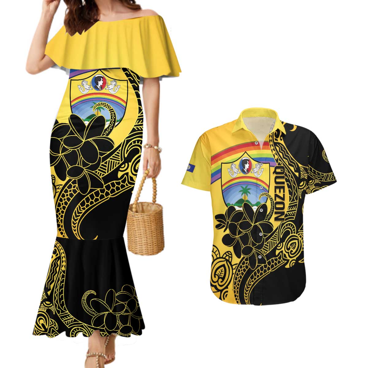 Quezon Province Couples Matching Mermaid Dress and Hawaiian Shirt Cocolandia Philippines Turtle