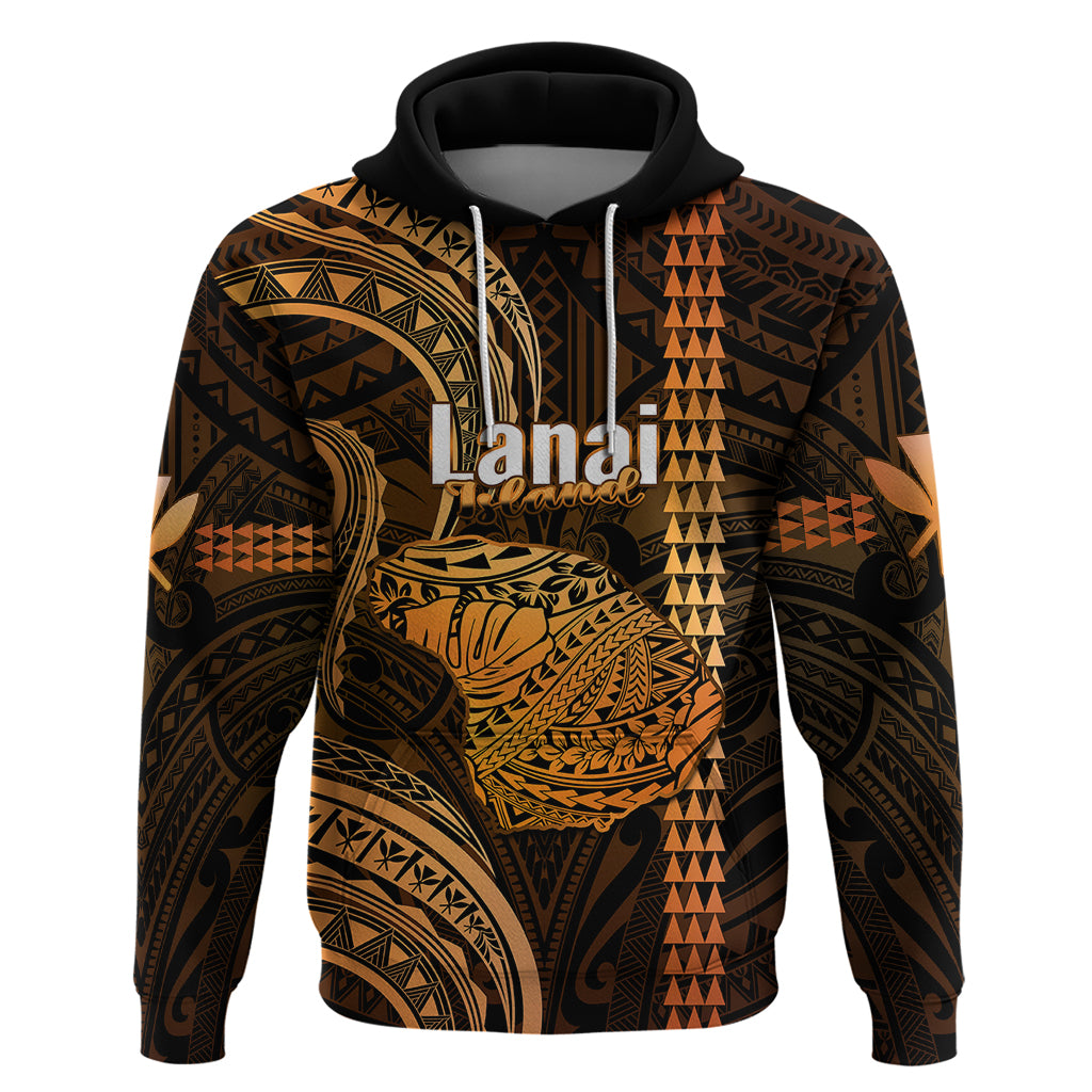 Polynesian Pride Hawaiian Islands Hoodie Lani Map Gold Kanaka With Kakau LT14 Gold - Polynesian Pride