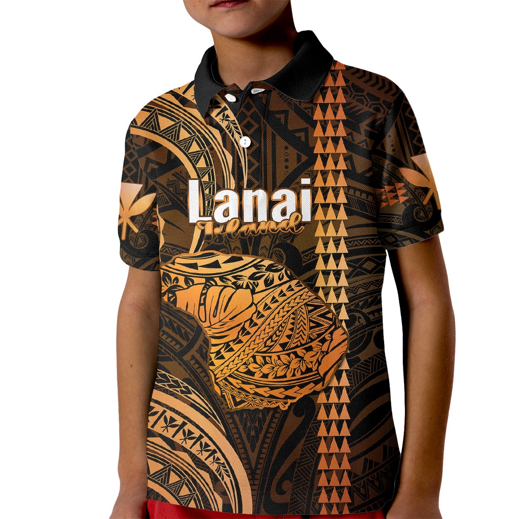 Polynesian Pride Hawaiian Islands Kid Polo Shirt Lani Map Gold Kanaka With Kakau LT14 Kid Gold - Polynesian Pride