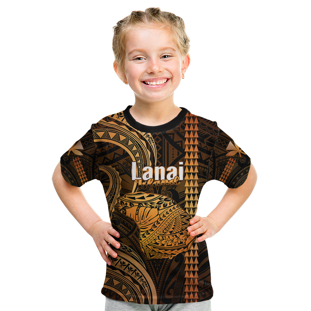 Polynesian Pride Hawaiian Islands Kid T Shirt Lani Map Gold Kanaka With Kakau LT14 Gold - Polynesian Pride