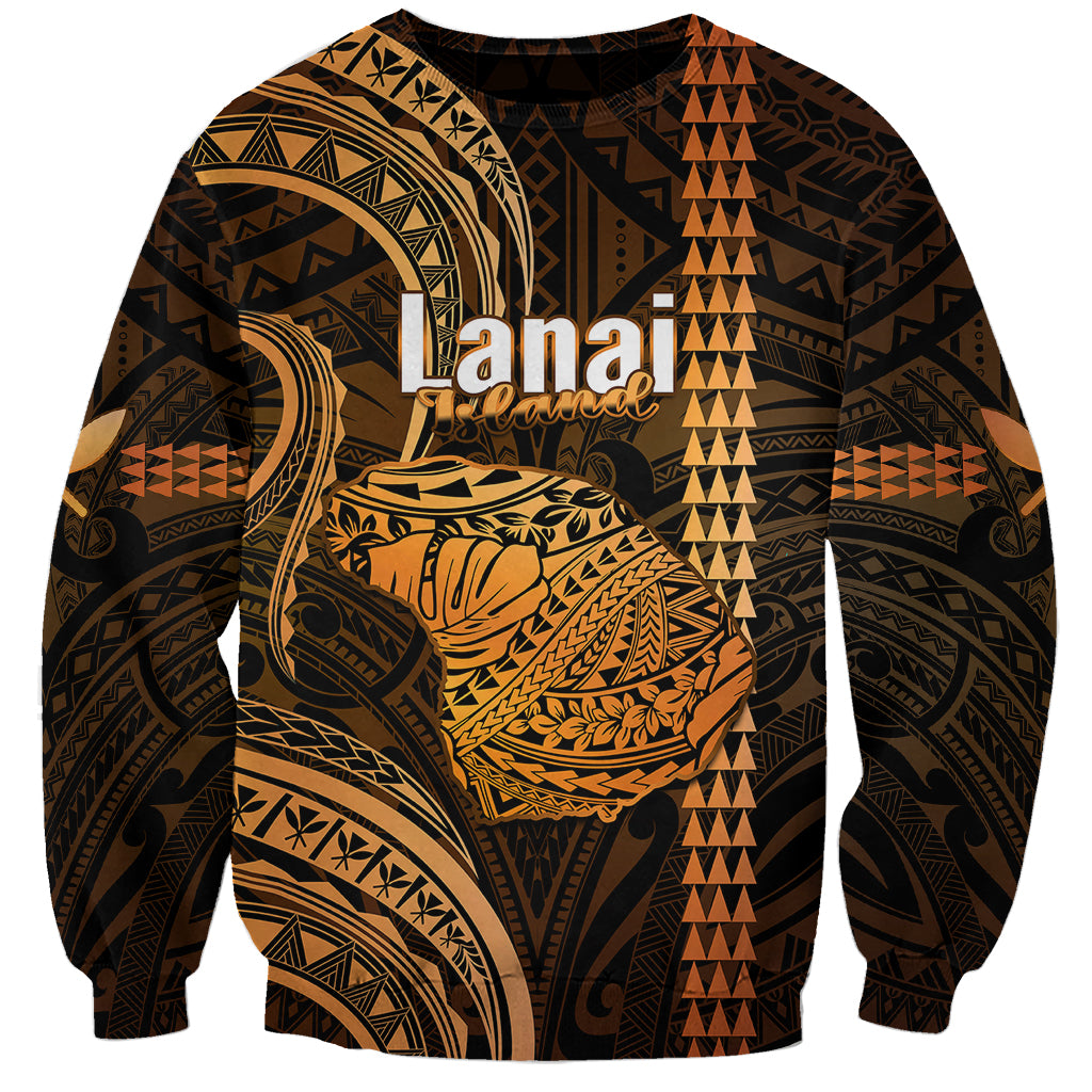 Polynesian Pride Hawaiian Islands Sweatshirt Lani Map Gold Kanaka With Kakau LT14 Unisex Gold - Polynesian Pride