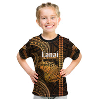 Personalised Hawaiian Islands Kid T Shirt Lani Map Gold Kanaka With Kakau LT14 Gold - Polynesian Pride