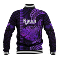 Polynesian Pride Hawaiian Islands Baseball Jacket Kauai Map Purple Kanaka With Kakau LT14 - Polynesian Pride