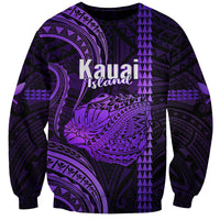 Polynesian Pride Hawaiian Islands Sweatshirt Kauai Map Purple Kanaka With Kakau LT14 Unisex Purple - Polynesian Pride