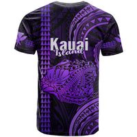 Polynesian Pride Hawaiian Islands T Shirt Kauai Map Purple Kanaka With Kakau LT14 - Polynesian Pride