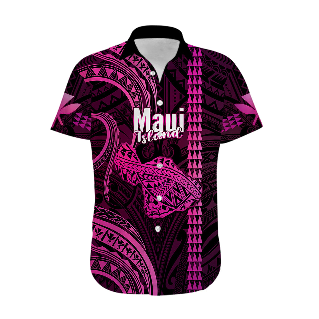 Polynesian Pride Hawaiian Islands Hawaiian Shirt Maui Map Pink Kanaka With Kakau LT14 Pink - Polynesian Pride