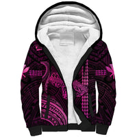 Polynesian Pride Hawaiian Islands Sherpa Hoodie Maui Map Pink Kanaka With Kakau LT14 Unisex Pink - Polynesian Pride