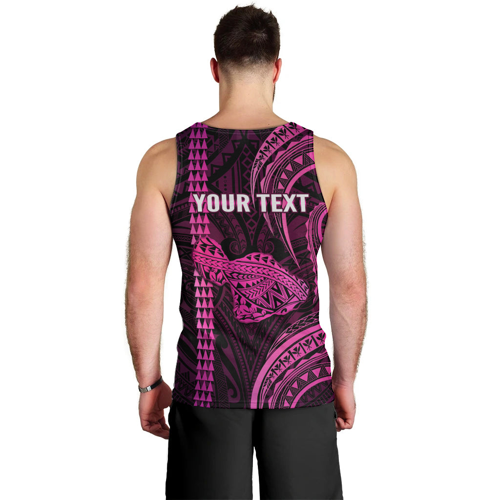 Personalised Hawaiian Islands Men Tank Top Maui Map Pink Kanaka With Kakau LT14 - Polynesian Pride