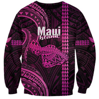 Personalised Hawaiian Islands Sweatshirt Maui Map Pink Kanaka With Kakau LT14 Unisex Pink - Polynesian Pride