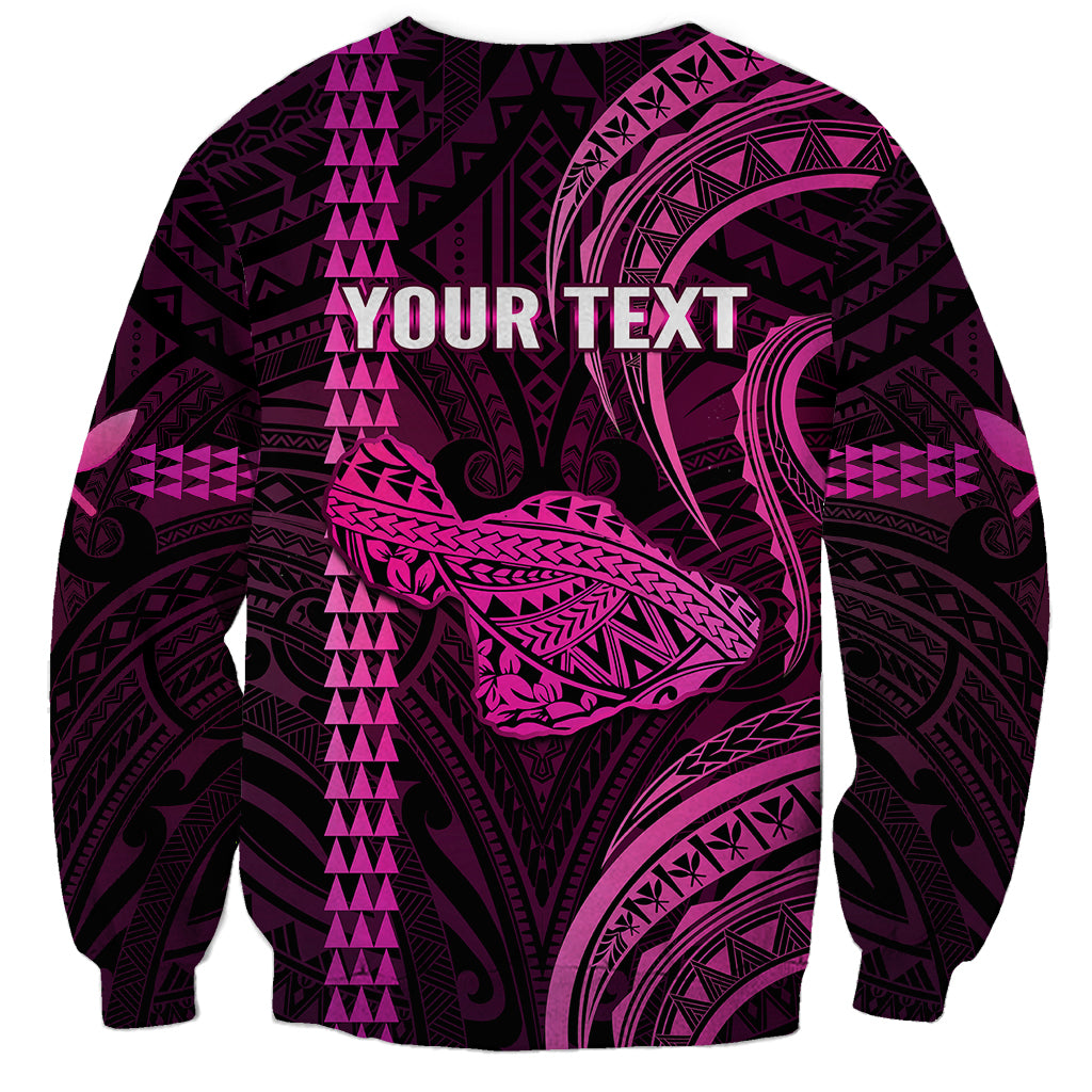 Personalised Hawaiian Islands Sweatshirt Maui Map Pink Kanaka With Kakau LT14 - Polynesian Pride