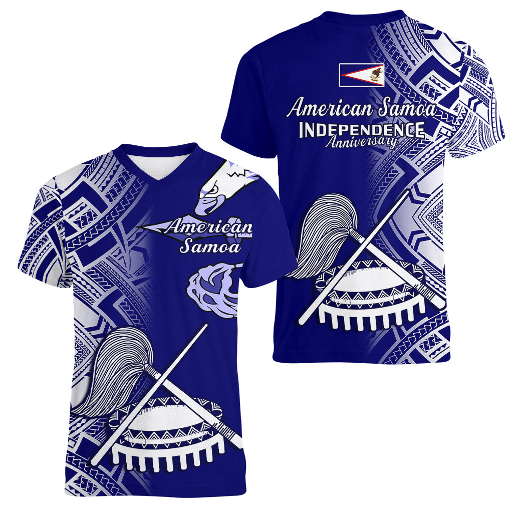 Polynesian Pride American Samoa Women V Neck T Shirt July 4 Independence Day LT14 - Polynesian Pride