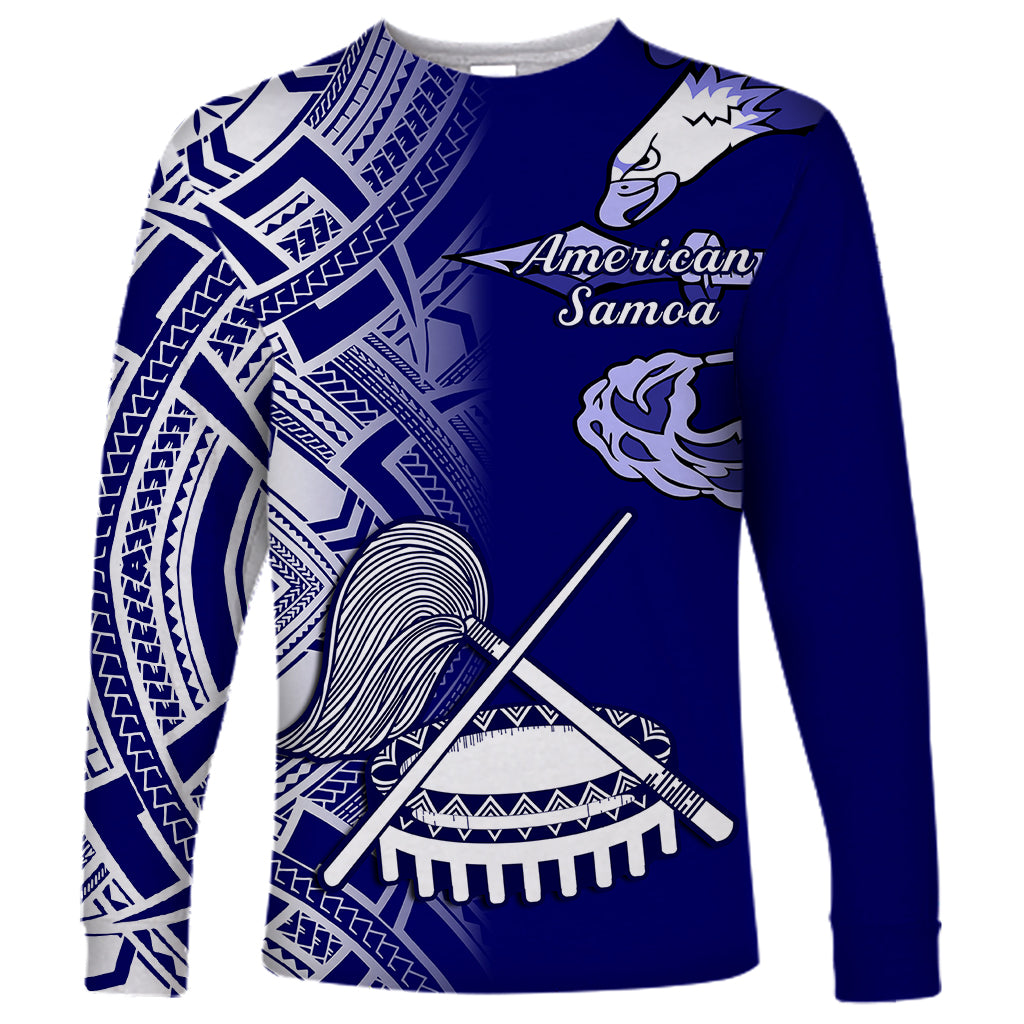 Personalised American Samoa Long Sleeve Shirt July 4 Independence Day LT14 Unisex Blue - Polynesian Pride