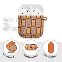 Aloha Hawaii Tiki Palaka Motifs AirPods Case Honohono Lei Orange Elegant Vibes