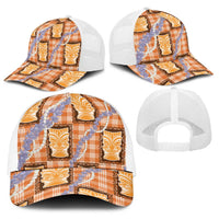 Aloha Hawaii Tiki Palaka Motifs Baseball Net Cap Honohono Lei Orange Elegant Vibes LT14 - Polynesian Pride