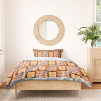 Aloha Hawaii Tiki Palaka Motifs Bedding Set Honohono Lei Orange Elegant Vibes