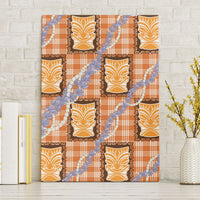 Aloha Hawaii Tiki Palaka Motifs Canvas Wall Art Honohono Lei Orange Elegant Vibes