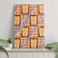 Aloha Hawaii Tiki Palaka Motifs Canvas Wall Art Honohono Lei Orange Elegant Vibes