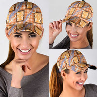 Aloha Hawaii Tiki Palaka Motifs Classic Cap Honohono Lei Orange Elegant Vibes LT14 - Polynesian Pride