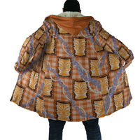 Aloha Hawaii Tiki Palaka Motifs Cloak Honohono Lei Orange Elegant Vibes
