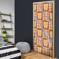 Aloha Hawaii Tiki Palaka Motifs Door Cover Honohono Lei Orange Elegant Vibes LT14 - Polynesian Pride