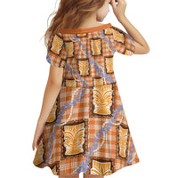 Aloha Hawaii Tiki Palaka Motifs Family Matching Tank Maxi Dress and Hawaiian Shirt Honohono Lei Orange Elegant Vibes LT14 - Polynesian Pride