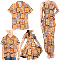 Aloha Hawaii Tiki Palaka Motifs Family Matching Tank Maxi Dress and Hawaiian Shirt Honohono Lei Orange Elegant Vibes LT14 - Polynesian Pride