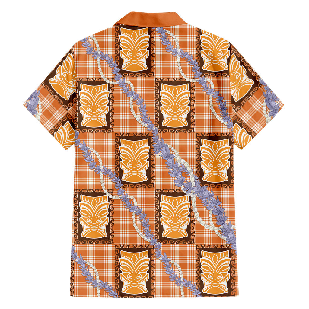 Aloha Hawaii Tiki Palaka Motifs Family Matching Tank Maxi Dress and Hawaiian Shirt Honohono Lei Orange Elegant Vibes LT14 - Polynesian Pride