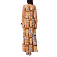 Aloha Hawaii Tiki Palaka Motifs Family Matching Tank Maxi Dress and Hawaiian Shirt Honohono Lei Orange Elegant Vibes LT14 - Polynesian Pride