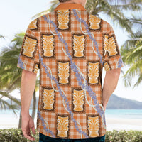 Aloha Hawaii Tiki Palaka Motifs Hawaiian Shirt Honohono Lei Orange Elegant Vibes