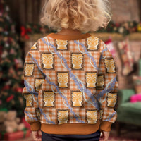 Aloha Hawaii Tiki Palaka Motifs Kid Ugly Christmas Sweater Honohono Lei Orange Elegant Vibes LT14 - Polynesian Pride