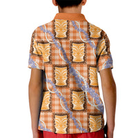 Aloha Hawaii Tiki Palaka Motifs Kid Polo Shirt Honohono Lei Orange Elegant Vibes LT14 - Polynesian Pride