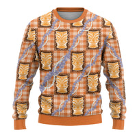 Aloha Hawaii Tiki Palaka Motifs Ugly Christmas Sweater Honohono Lei Orange Elegant Vibes LT14 - Polynesian Pride