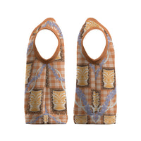 Aloha Hawaii Tiki Palaka Motifs Christmas Knitted V-Neck Vest Honohono Lei Orange Elegant Vibes LT14 - Polynesian Pride