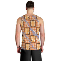Aloha Hawaii Tiki Palaka Motifs Men Tank Top Honohono Lei Orange Elegant Vibes