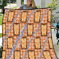 Aloha Hawaii Tiki Palaka Motifs Quilt Honohono Lei Orange Elegant Vibes