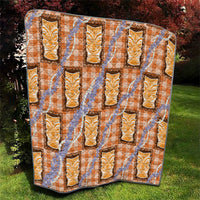 Aloha Hawaii Tiki Palaka Motifs Quilt Honohono Lei Orange Elegant Vibes